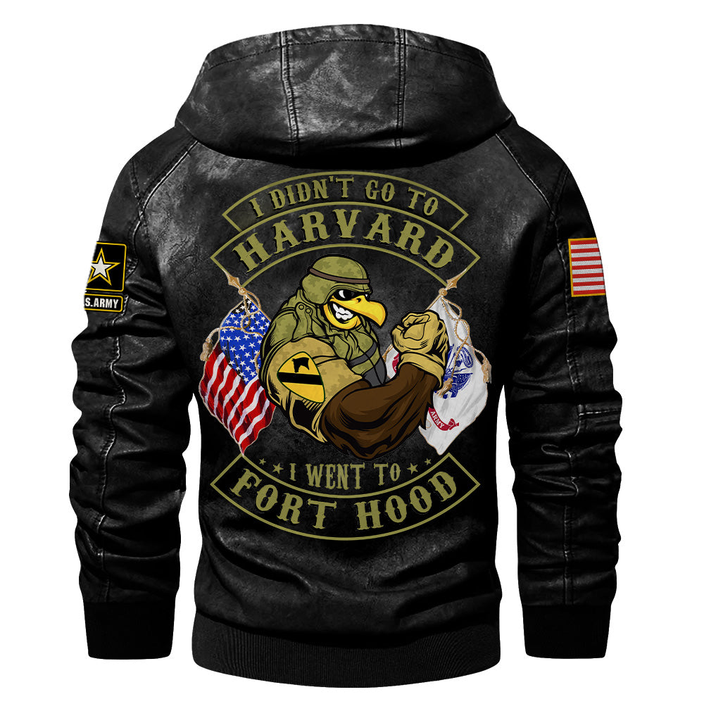 I Didn't Go To Harvard I Went To Military Base Personalized Leather Jacket For Veteran K1702 Trhn