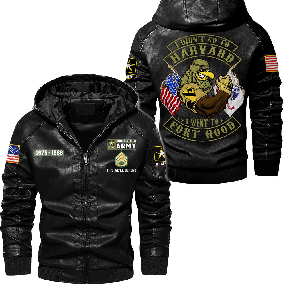 I Didn't Go To Harvard I Went To Military Base Personalized Leather Jacket For Veteran K1702 Trhn
