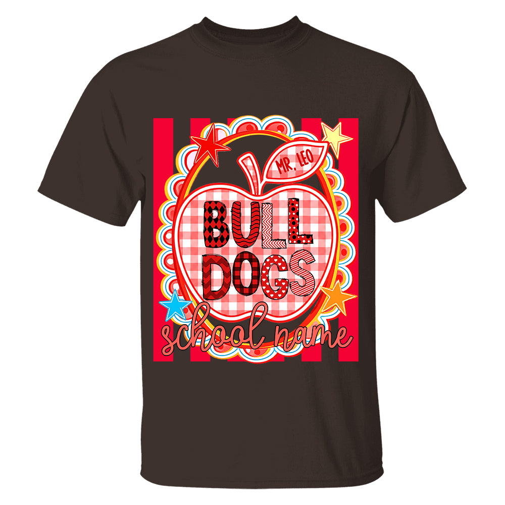 Personalized School Mascot Doodle Pattern T-Shirt For Teacher, Preppy Back To School, Gifts For Teacher Student MI209 TH23