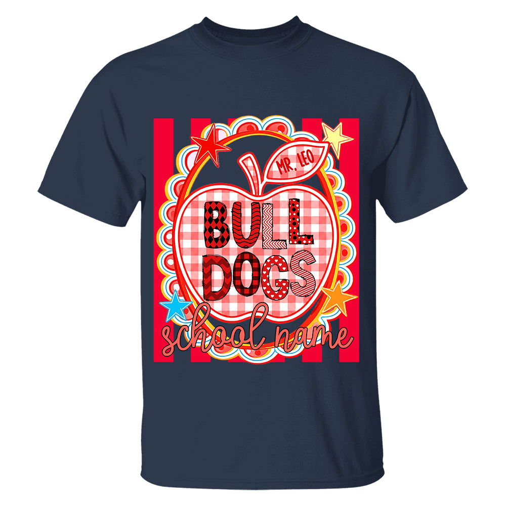 Personalized School Mascot Doodle Pattern T-Shirt For Teacher, Preppy Back To School, Gifts For Teacher Student MI209 TH23