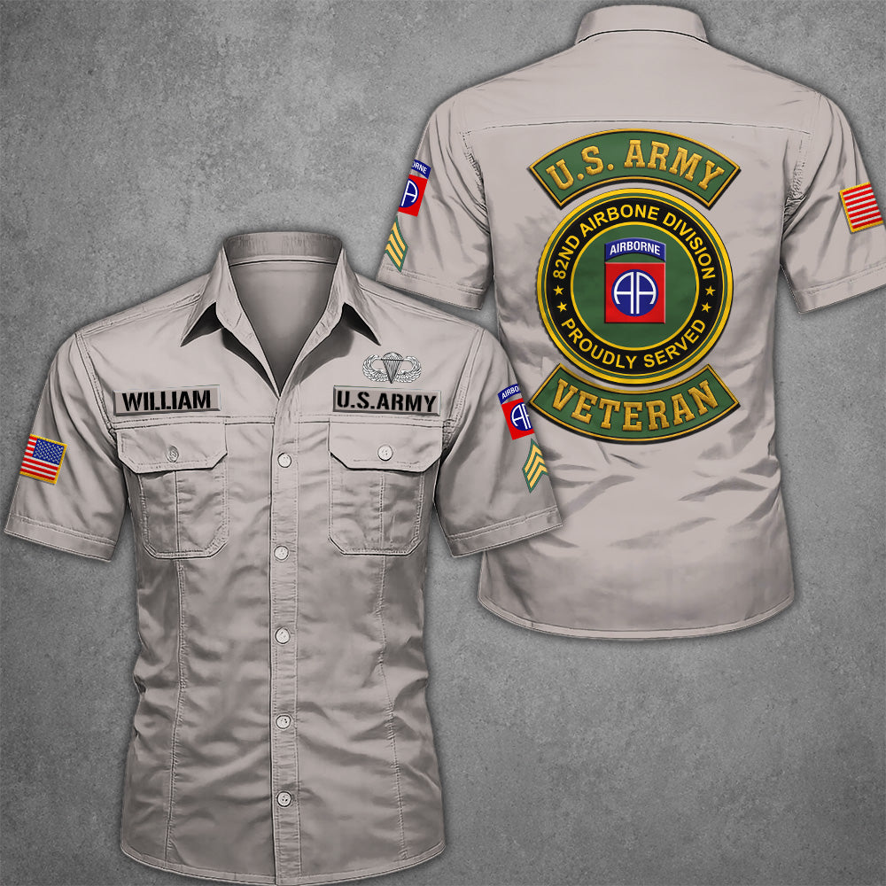 Custom Cotton Cargo Shirts US Military Veteran Custom Branch Logo Division Personalized Gift For Veterans K1702 MT2