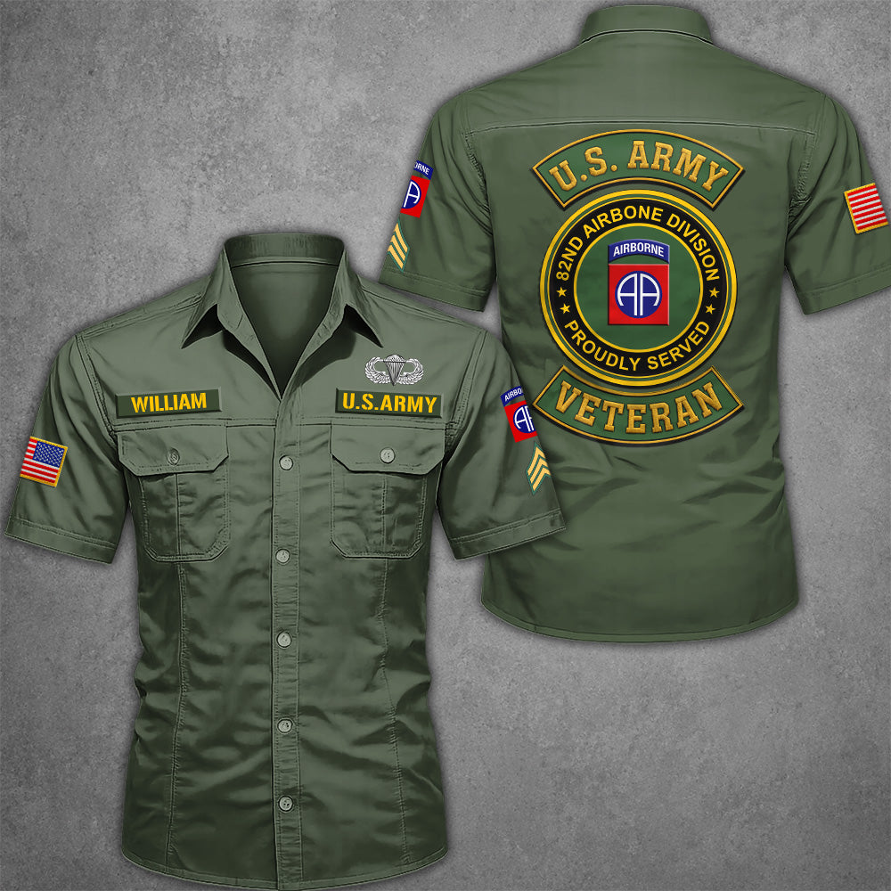 Custom Cotton Cargo Shirts US Military Veteran Custom Branch Logo Division Personalized Gift For Veterans K1702 MT2