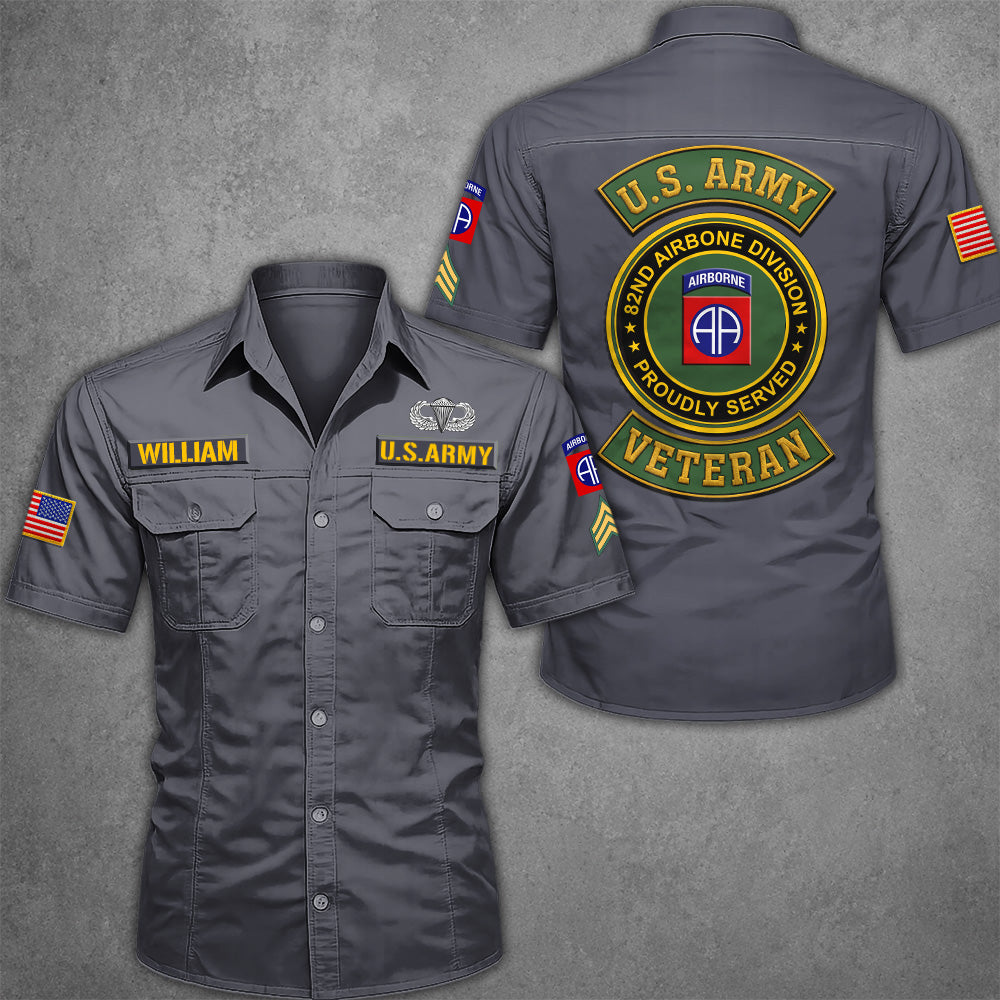 Custom Cotton Cargo Shirts US Military Veteran Custom Branch Logo Division Personalized Gift For Veterans K1702 MT2