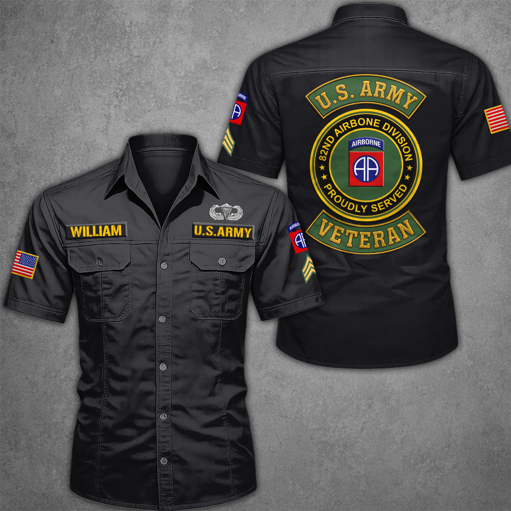 Custom Cotton Cargo Shirts US Military Veteran Custom Branch Logo Division Personalized Gift For Veterans K1702 MT2