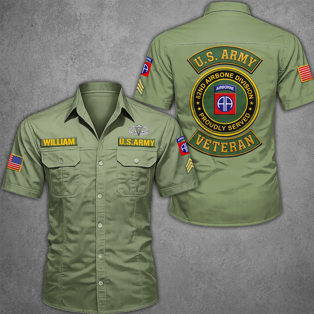 Custom Cotton Cargo Shirts US Military Veteran Custom Branch Logo Division Personalized Gift For Veterans K1702 MT2