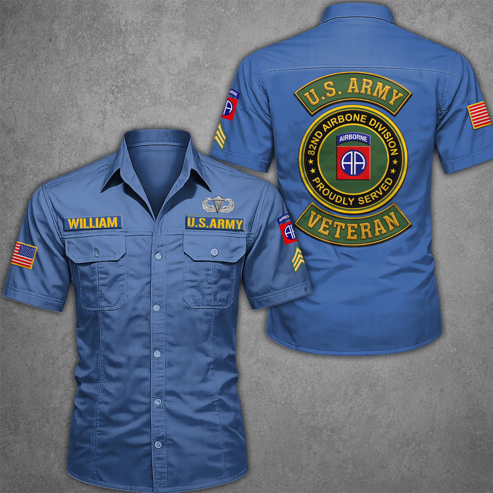Custom Cotton Cargo Shirts US Military Veteran Custom Branch Logo Division Personalized Gift For Veterans K1702 MT2