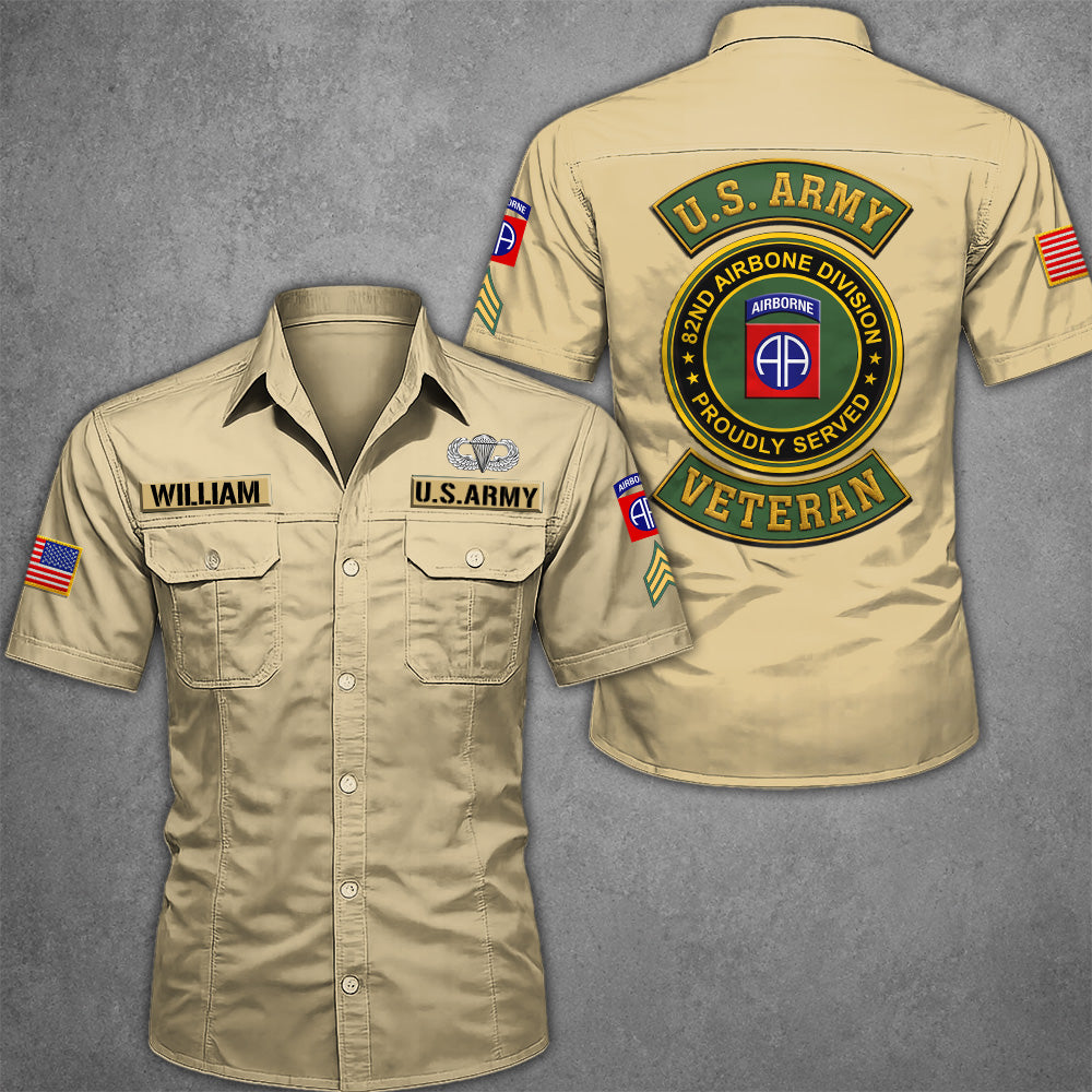 Custom Cotton Cargo Shirts US Military Veteran Custom Branch Logo Division Personalized Gift For Veterans K1702 MT2