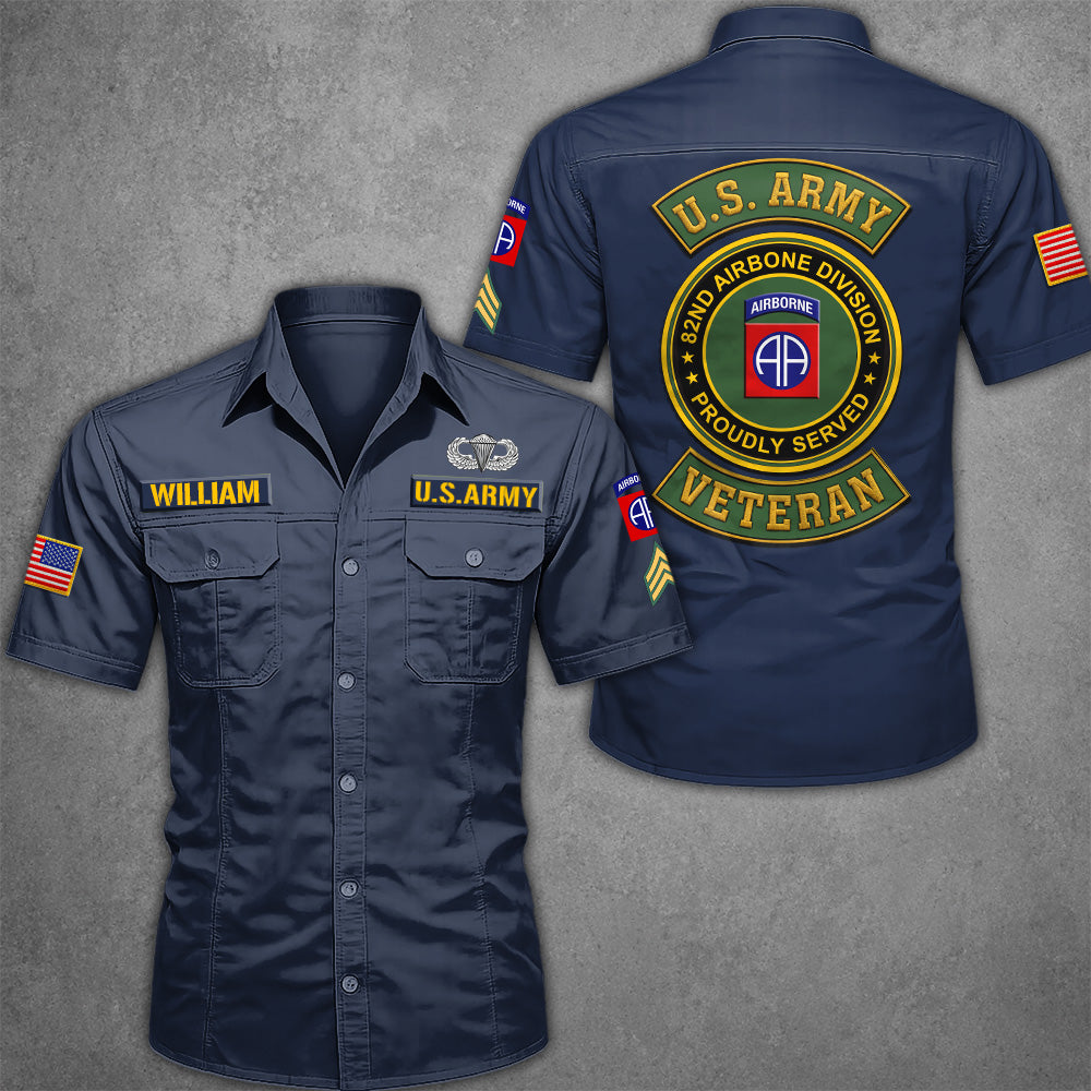 Custom Cotton Cargo Shirts US Military Veteran Custom Branch Logo Division Personalized Gift For Veterans K1702 MT2