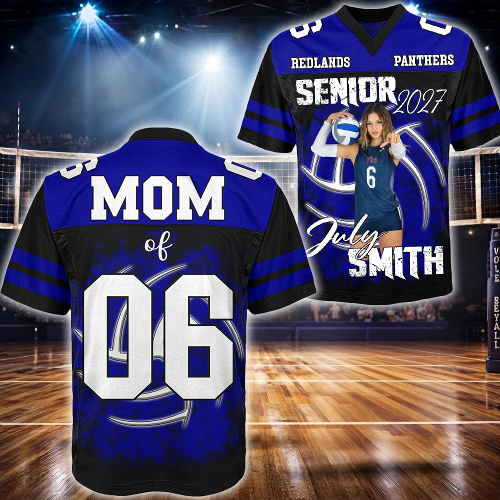 Personalized Volleyball Senior Mom Jersey Shirt, Custom Photo Player Name & Number, Senior Game Day Shirt for Mom Grandma Family T1807 VH01