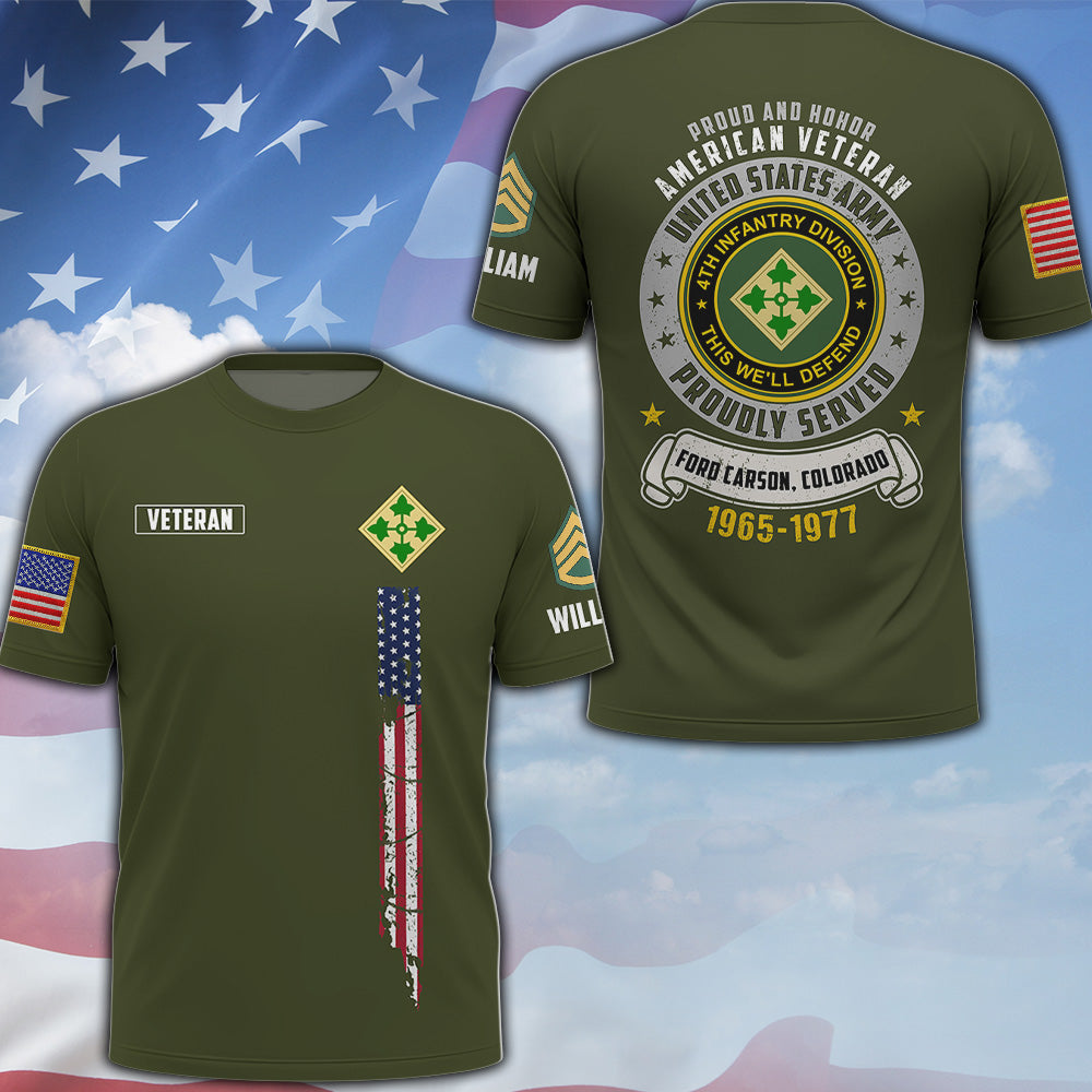 Custom All Over Print Shirt Proud And Honor American Veteran Available All Military Branches Gift For Veterans K1702 MT2