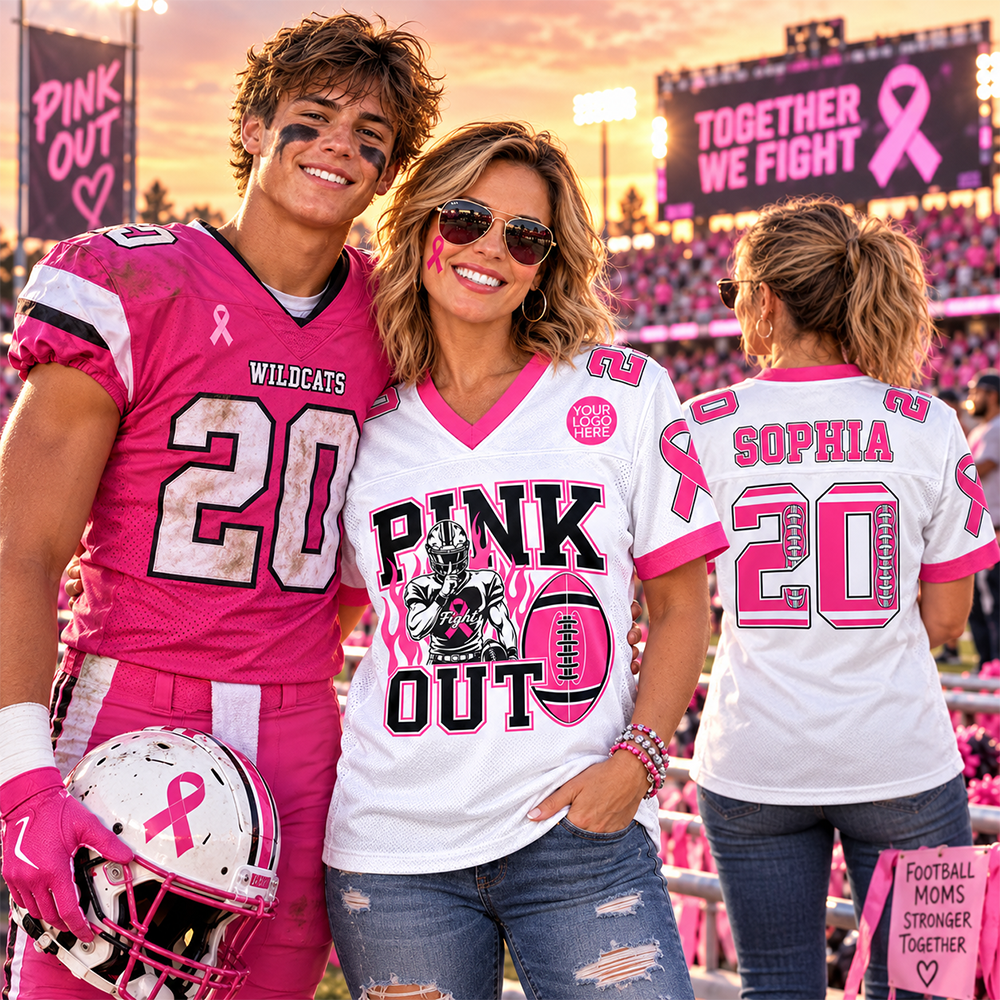Custom Pink Out Tackle Cancer Game Day Shirt, Football Mom Jersey L0411 Hv01