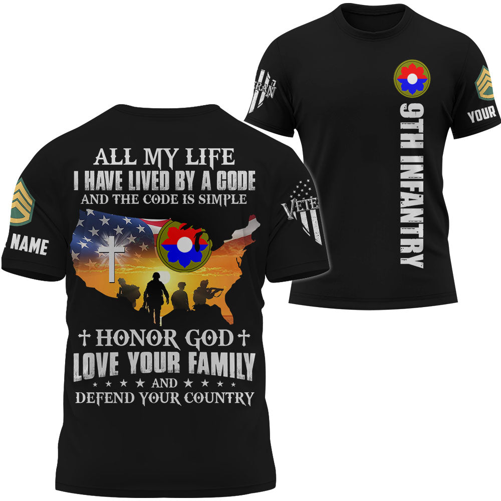 Personalized All Over Print Shirt All My Life I Have Lived By A Code Honor God Love Your Family And Defend Your Country K1702