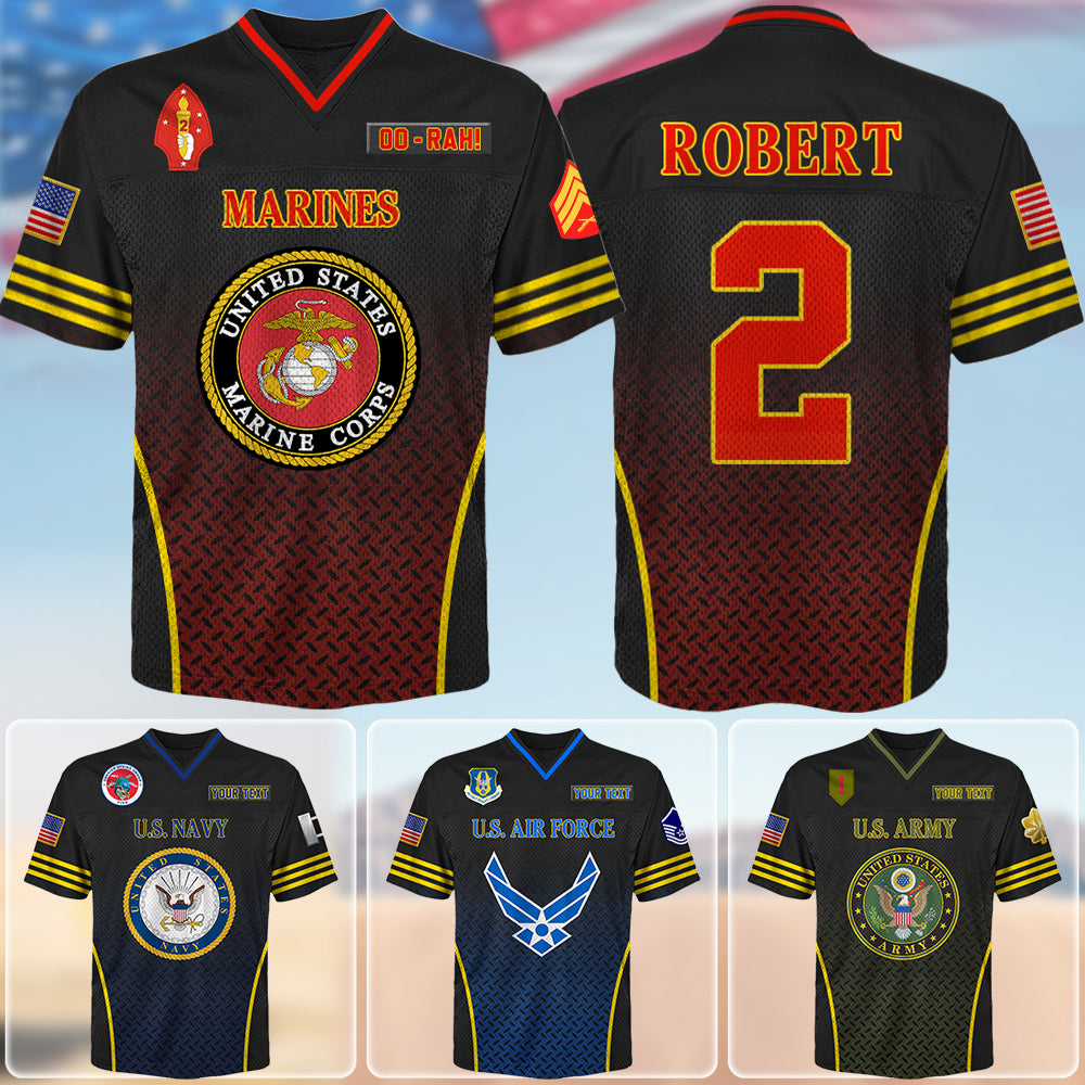 US Military Football Jersey Custom All Military Branches Gift For Soldier And Veterans K1702 Trhn