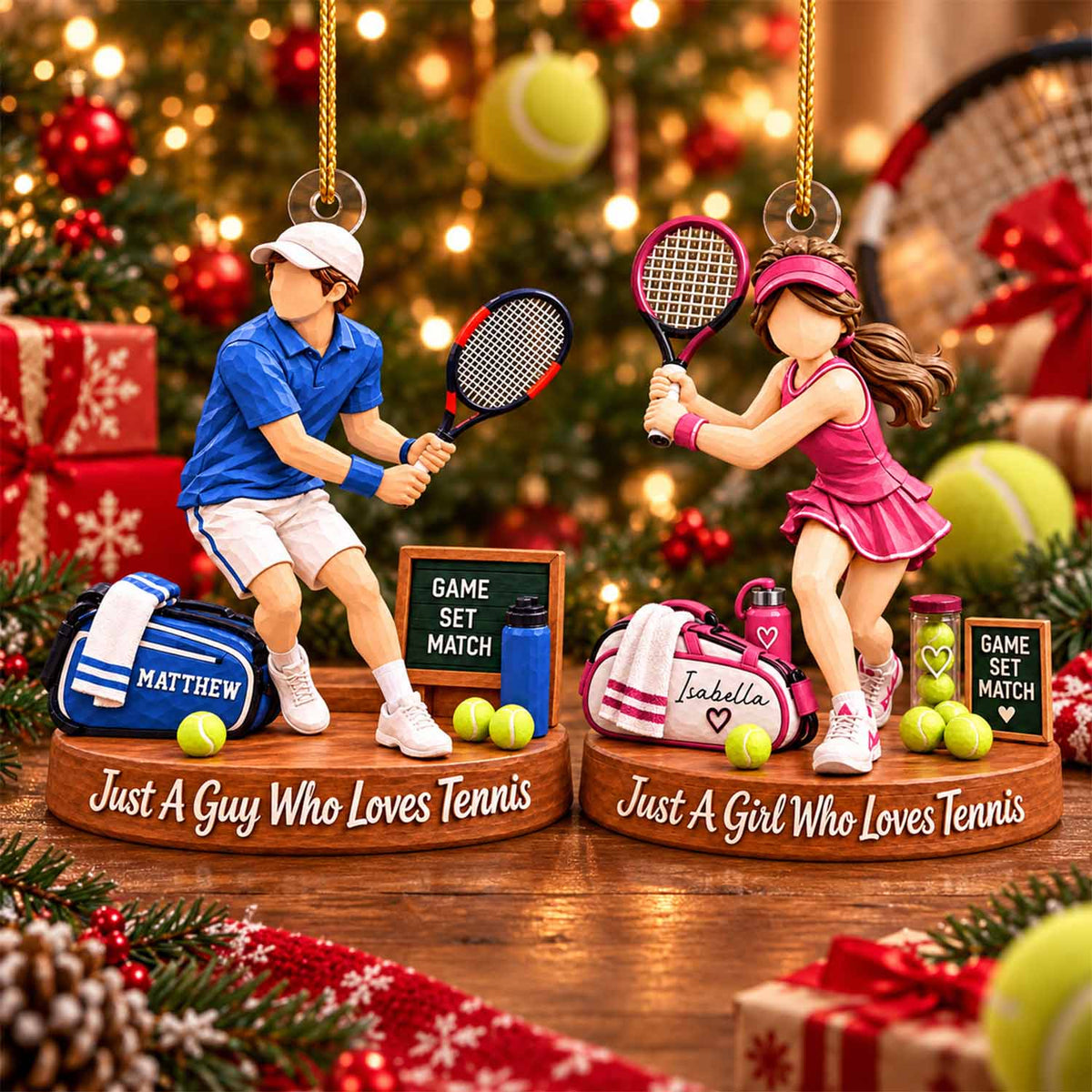 Custom Just A Girl Who Loves Tennis Acrylic Ornament, Unique Holiday Tree Decor, Tennis Player Gift L0411 VH01