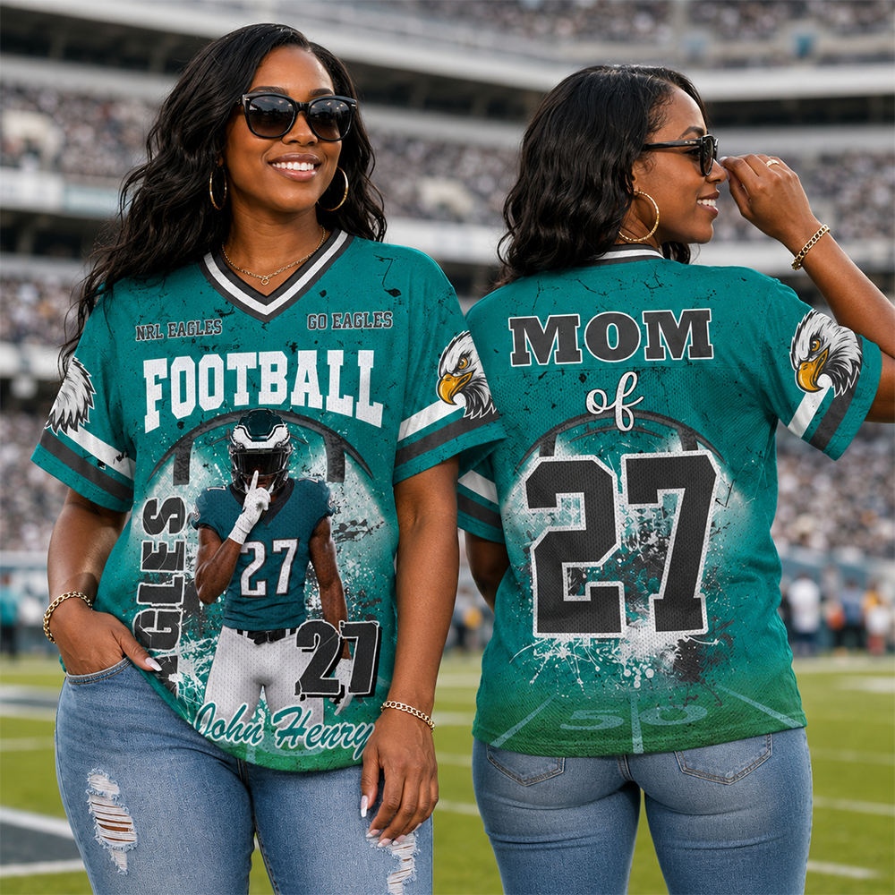 Custom Football Mom Jersey with Photo & Player Number – Personalized Game Day Shirt Hv01