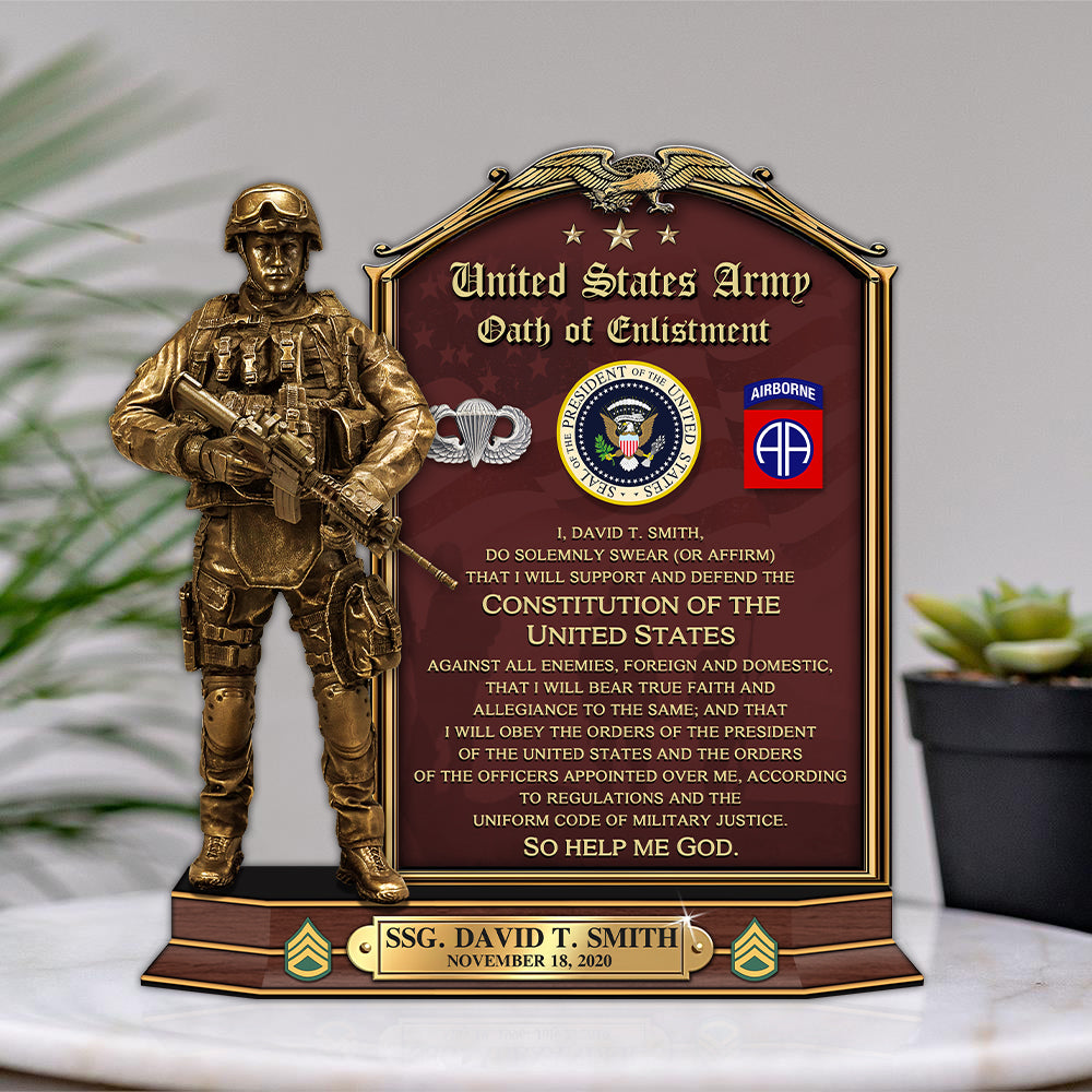 Personalized Acrylic Block Plaque Gift For Veteran Oath of Enlistment Military Gift For Veteran K1702 Trhn
