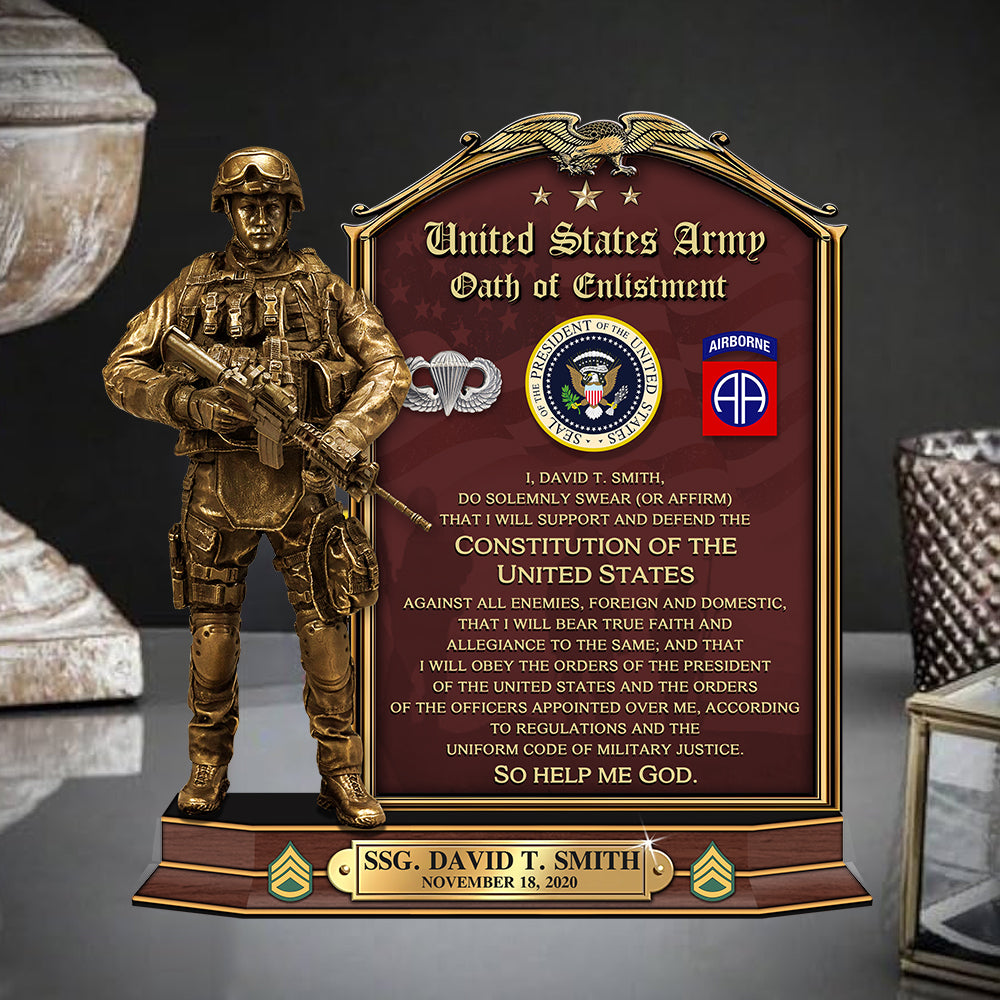Personalized Acrylic Block Plaque Gift For Veteran Oath of Enlistment Military Gift For Veteran K1702 Trhn