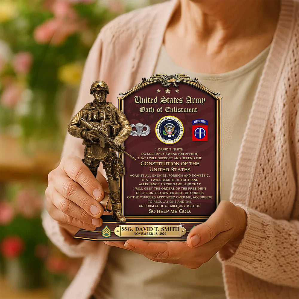 Personalized Acrylic Block Plaque Gift For Veteran Oath of Enlistment Military Gift For Veteran K1702 Trhn
