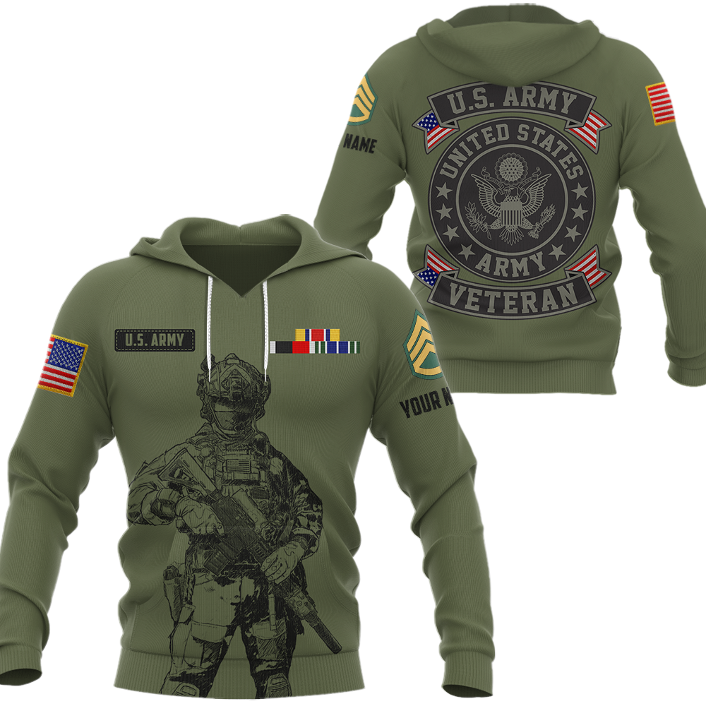 Personalized All Over Print Shirt For Veterans Custom Branch Rank and Name K1702