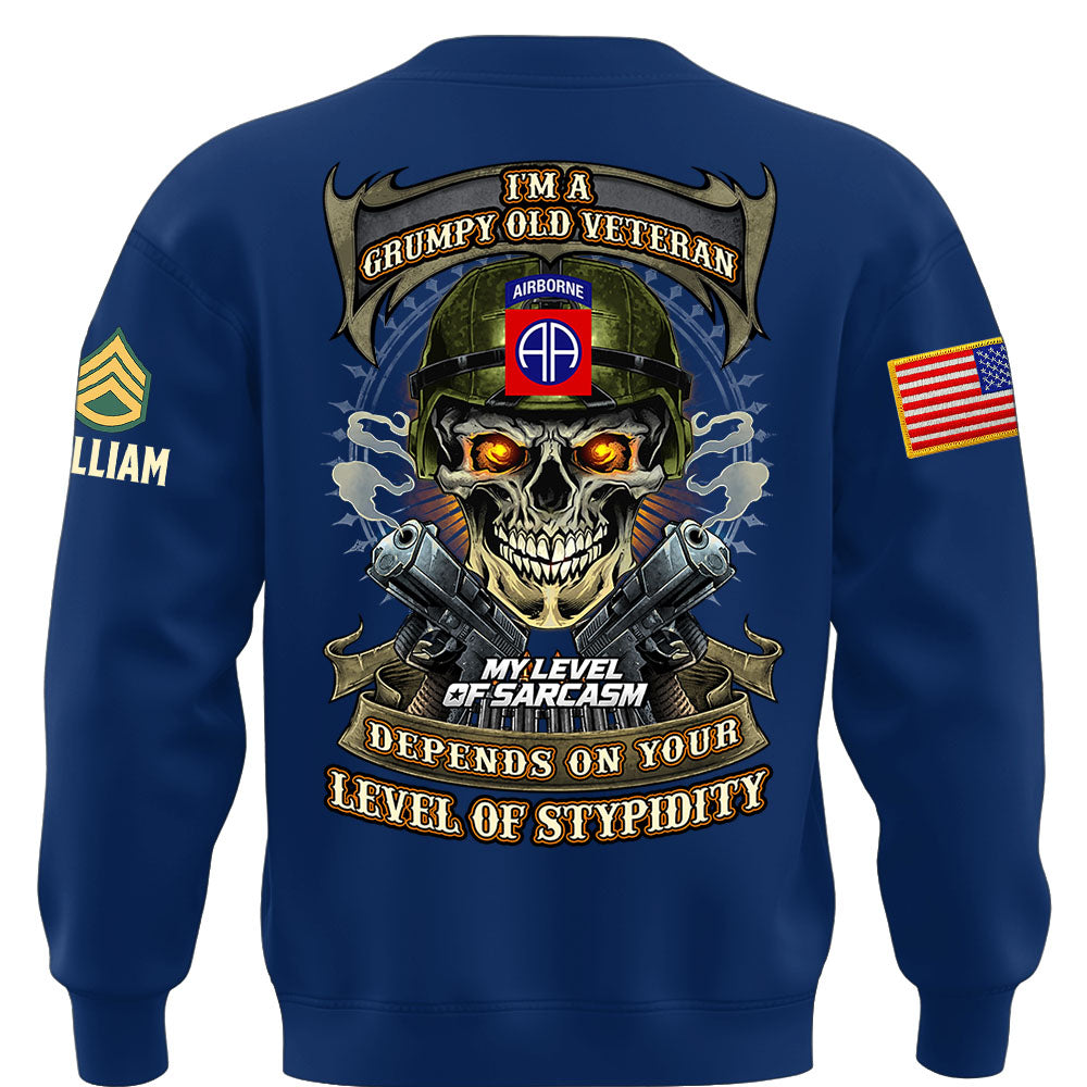 Custom Veteran Shirt I'm A Grumpy Old Veteran My Level Of Sarcasm Gift For Military Veterans K1702 MT2