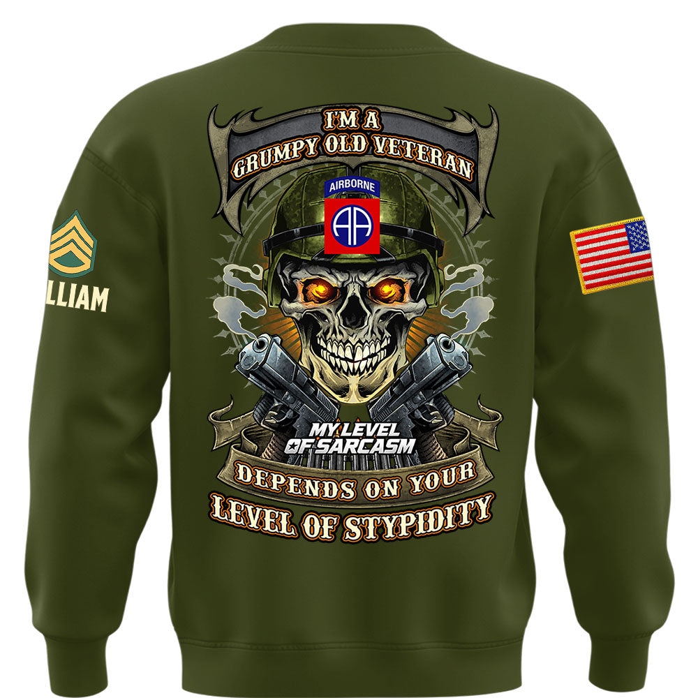 Custom Veteran Shirt I'm A Grumpy Old Veteran My Level Of Sarcasm Gift For Military Veterans K1702 MT2