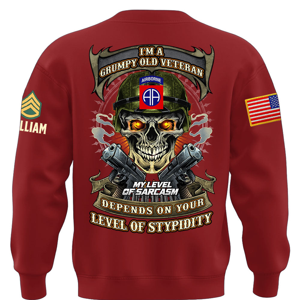 Custom Veteran Shirt I'm A Grumpy Old Veteran My Level Of Sarcasm Gift For Military Veterans K1702 MT2