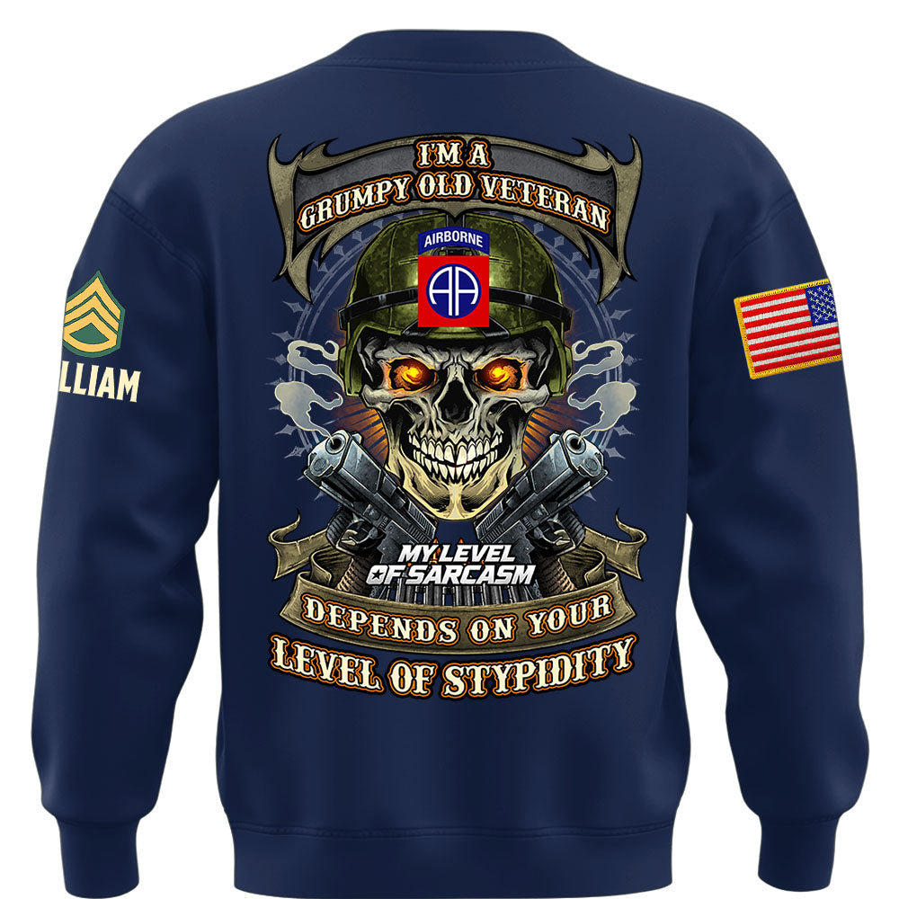 Custom Veteran Shirt I'm A Grumpy Old Veteran My Level Of Sarcasm Gift For Military Veterans K1702 MT2