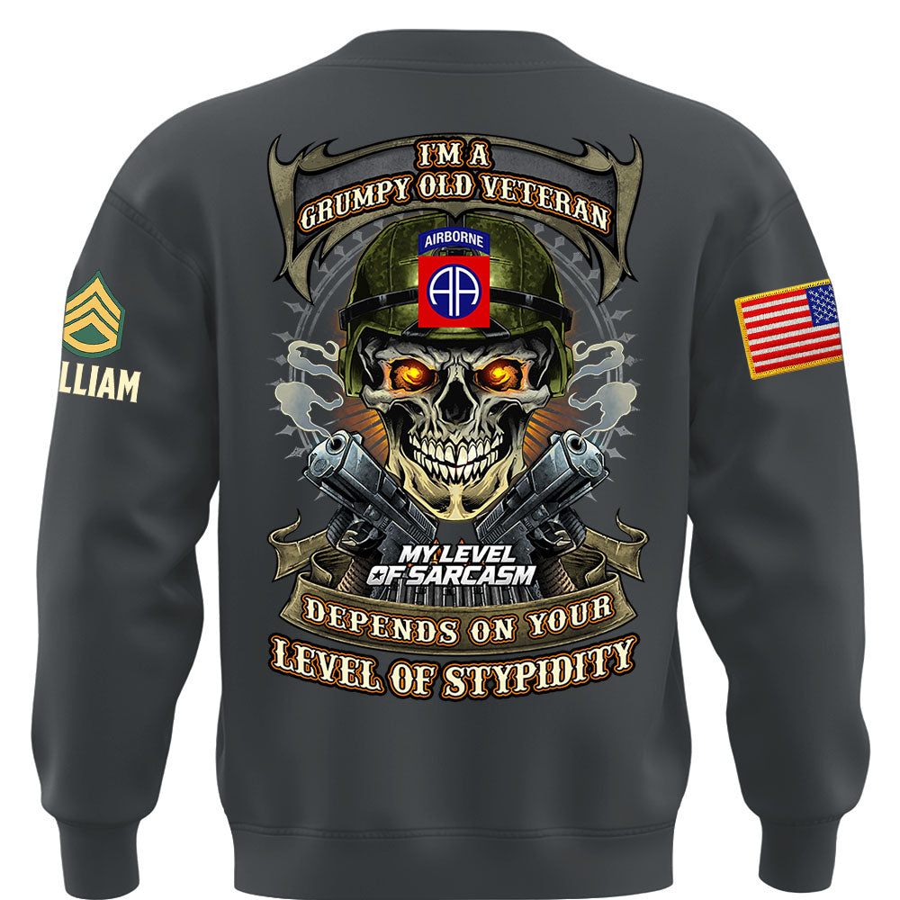 Custom Veteran Shirt I'm A Grumpy Old Veteran My Level Of Sarcasm Gift For Military Veterans K1702 MT2