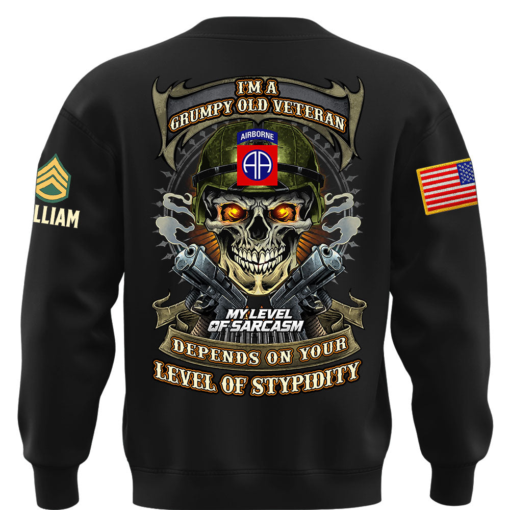 Custom Veteran Shirt I'm A Grumpy Old Veteran My Level Of Sarcasm Gift For Military Veterans K1702 MT2