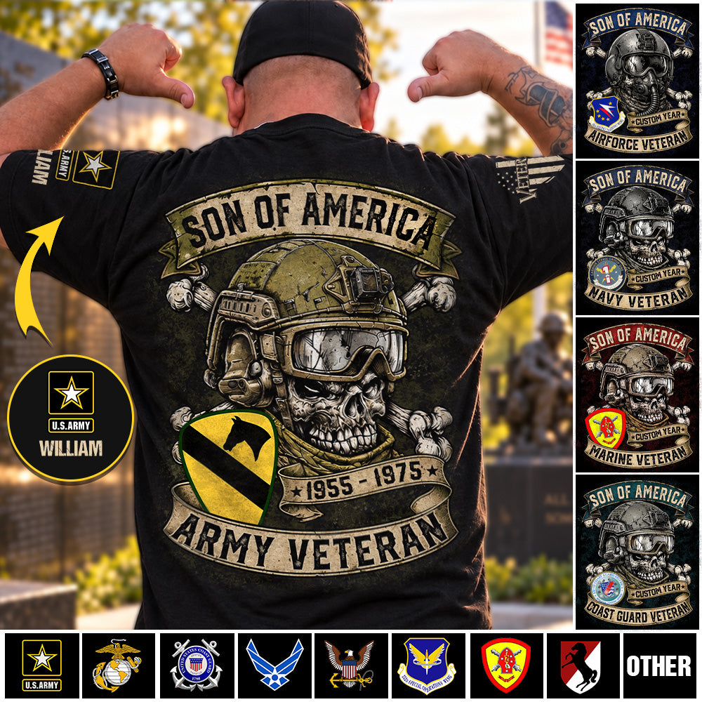 Custom Veteran Shirt Sons Of America Veteran Skull Custom Shirt For Soldier Veterans K1702 MT2