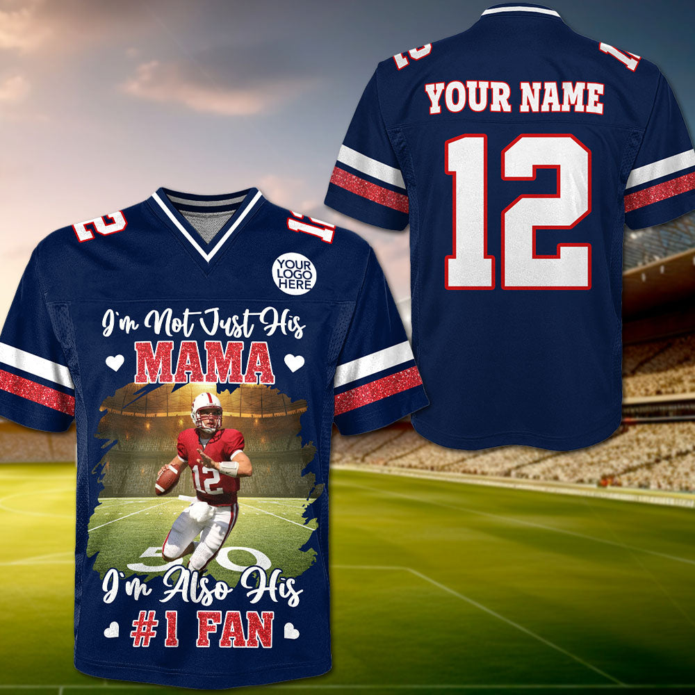 I’m Not Just His Dad I’m Also His #1 Fan, Personalized Football Dad Jersey, Custom Player Photo & Number, Gift for Football Mom Na02 Pt99