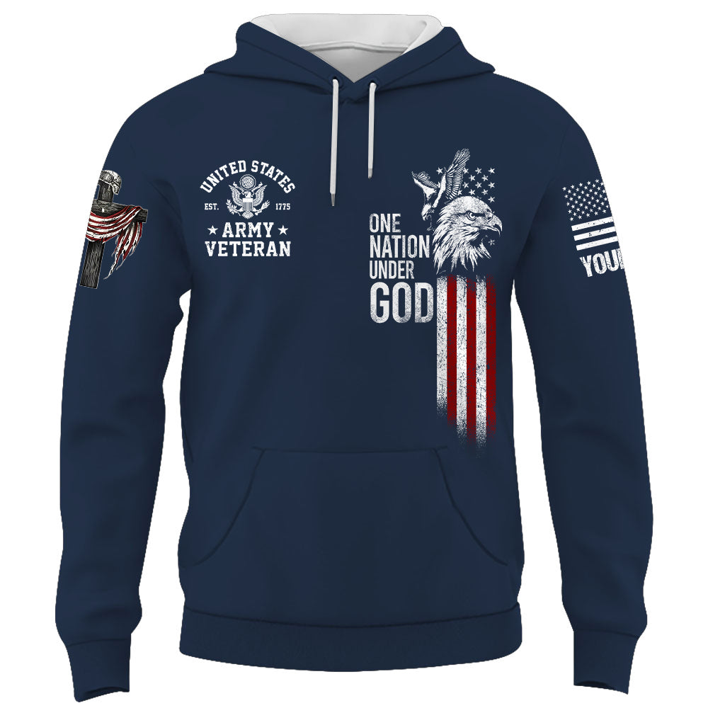 Custom Shirt Memorial Day Shirt Eagle One Nation Under God Cross Veteran Flag Gift For Veteran K1702 Trhn