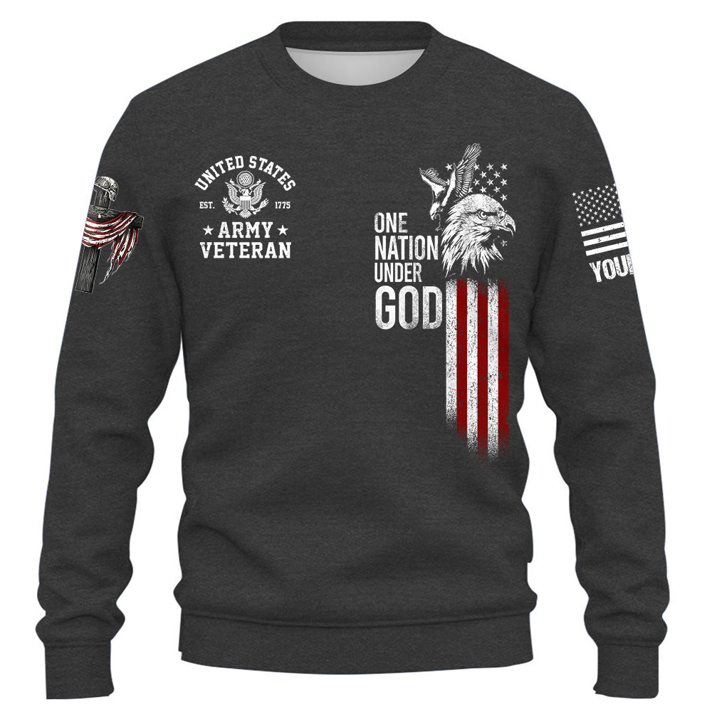 Custom Shirt Memorial Day Shirt Eagle One Nation Under God Cross Veteran Flag Gift For Veteran K1702 Trhn
