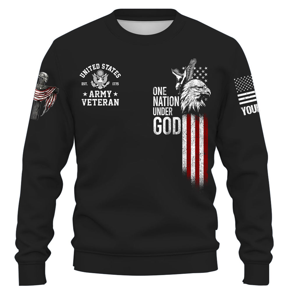 Custom Shirt Memorial Day Shirt Eagle One Nation Under God Cross Veteran Flag Gift For Veteran K1702 Trhn