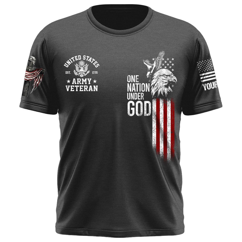 Custom Shirt Memorial Day Shirt Eagle One Nation Under God Cross Veteran Flag Gift For Veteran K1702 Trhn