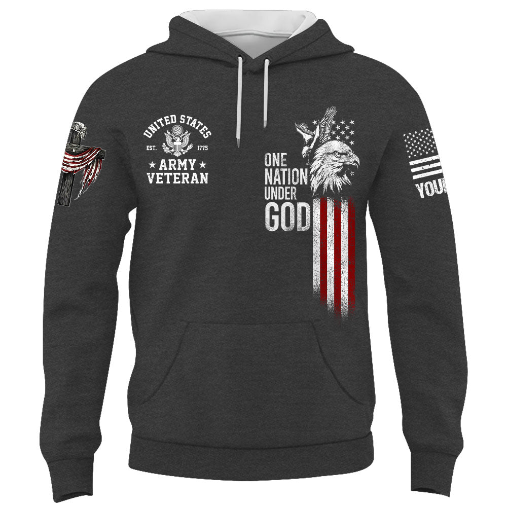 Custom Shirt Memorial Day Shirt Eagle One Nation Under God Cross Veteran Flag Gift For Veteran K1702 Trhn