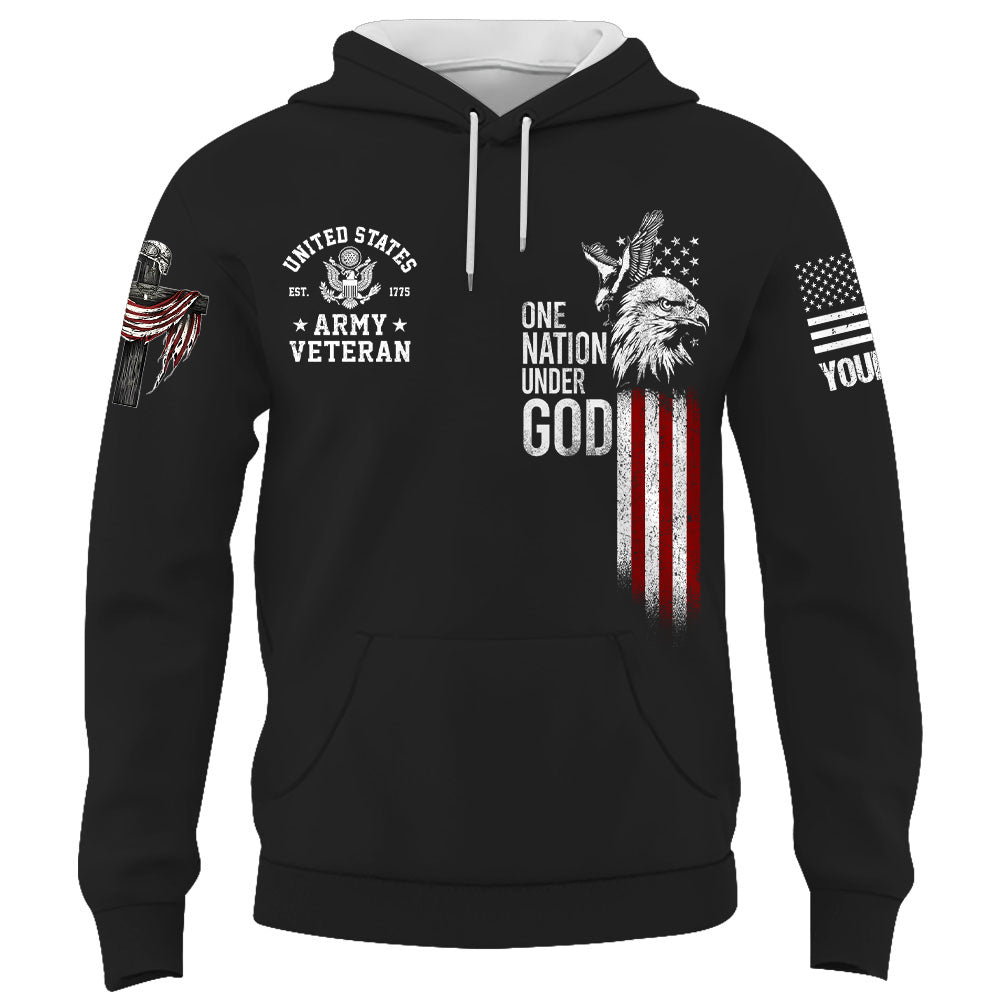 Custom Shirt Memorial Day Shirt Eagle One Nation Under God Cross Veteran Flag Gift For Veteran K1702 Trhn