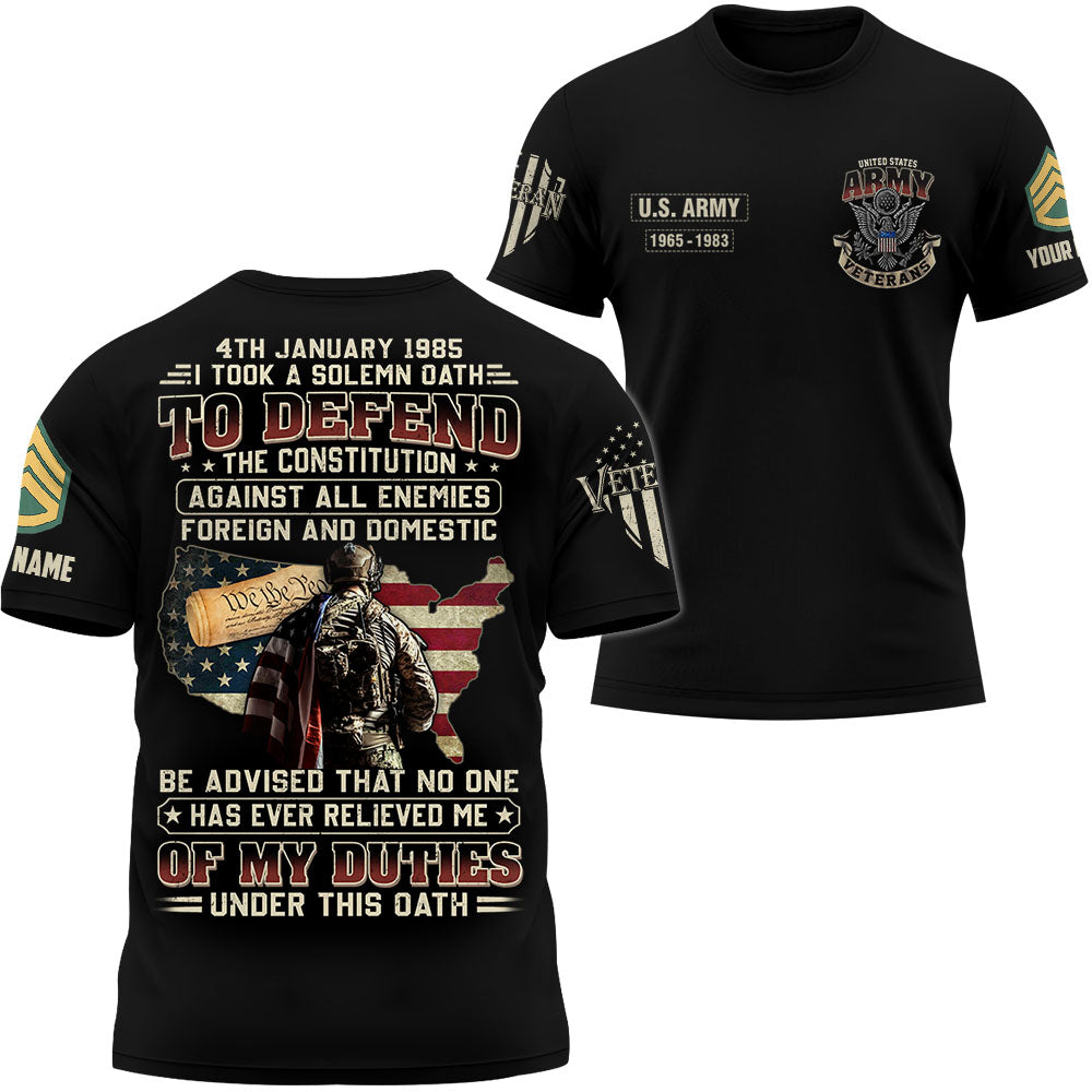 I Once Took A Solemn Oath To Defend The Constitution Personalized Shirt For Veterans K1702