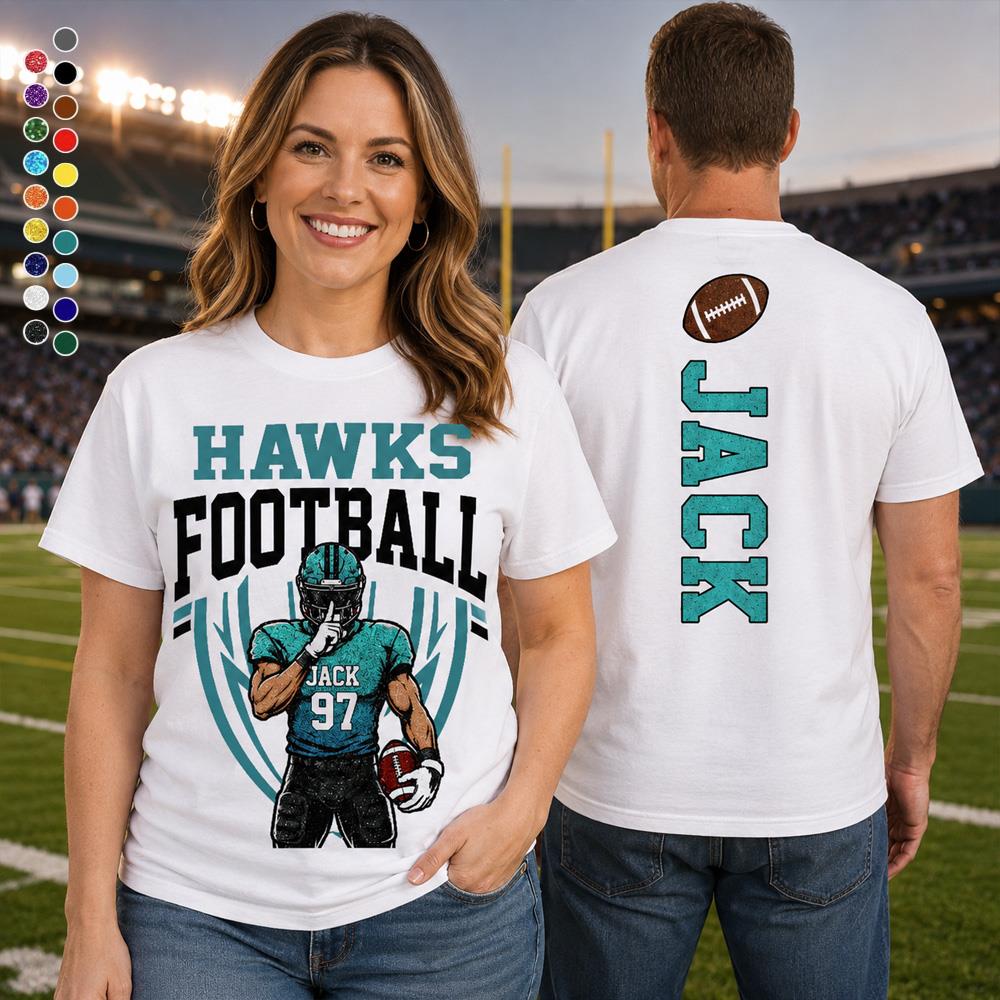 Custom Football Team Name & Number Shirt Football Mom Shirt Football Team Shirt Game Day Shirt Gift for Mom High School Football Cheer Shirt