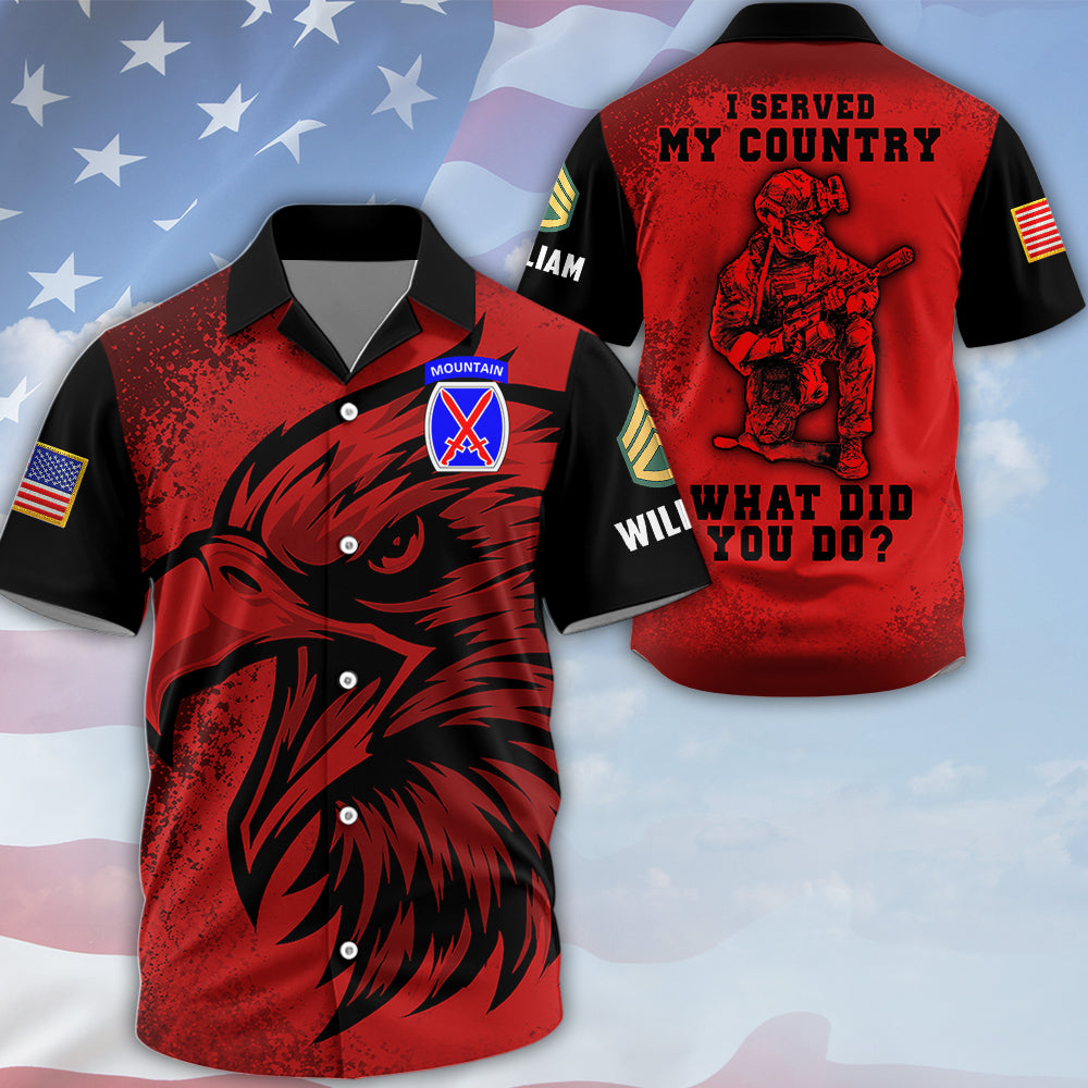 Personalized All Over Print Shirt Eagle US Military Gift I Served My Country What Did You Do Gift For Veterans K1702 MT2