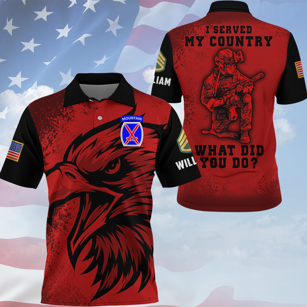 Personalized All Over Print Shirt Eagle US Military Gift I Served My Country What Did You Do Gift For Veterans K1702 MT2