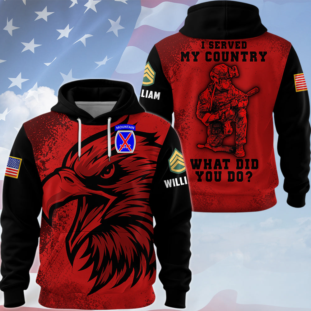 Personalized All Over Print Shirt Eagle US Military Gift I Served My Country What Did You Do Gift For Veterans K1702 MT2