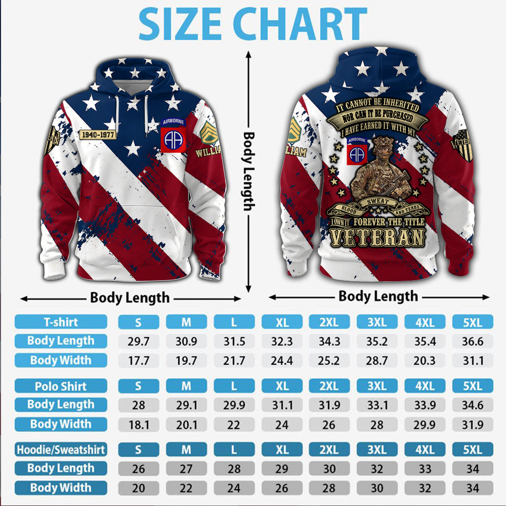 Personalized Veteran Shirt It Cannot Be Inherited Nor Can It Purchased All Over Print Shirt Flag USA Custom Division Military Gift For Veteran K1702 MT2