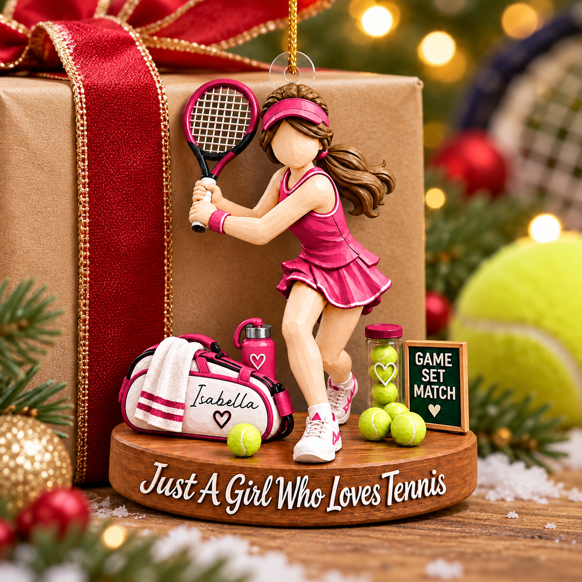 Custom Just A Girl Who Loves Tennis Acrylic Ornament, Unique Holiday Tree Decor, Tennis Player Gift L0411 VH01