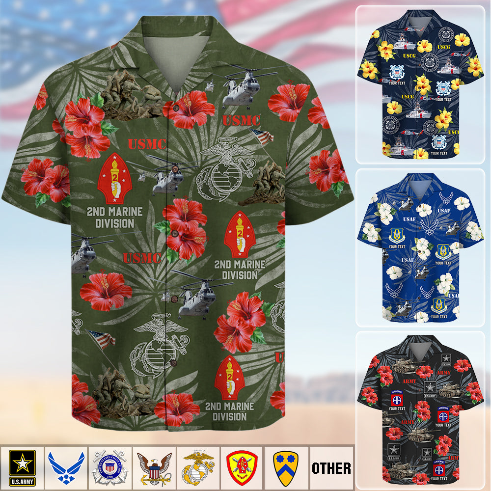 Personalized Hawaiian Shirt Military Division Gift For Veterans Custom All Branches Hawaiian Shirt K1702 Trhn