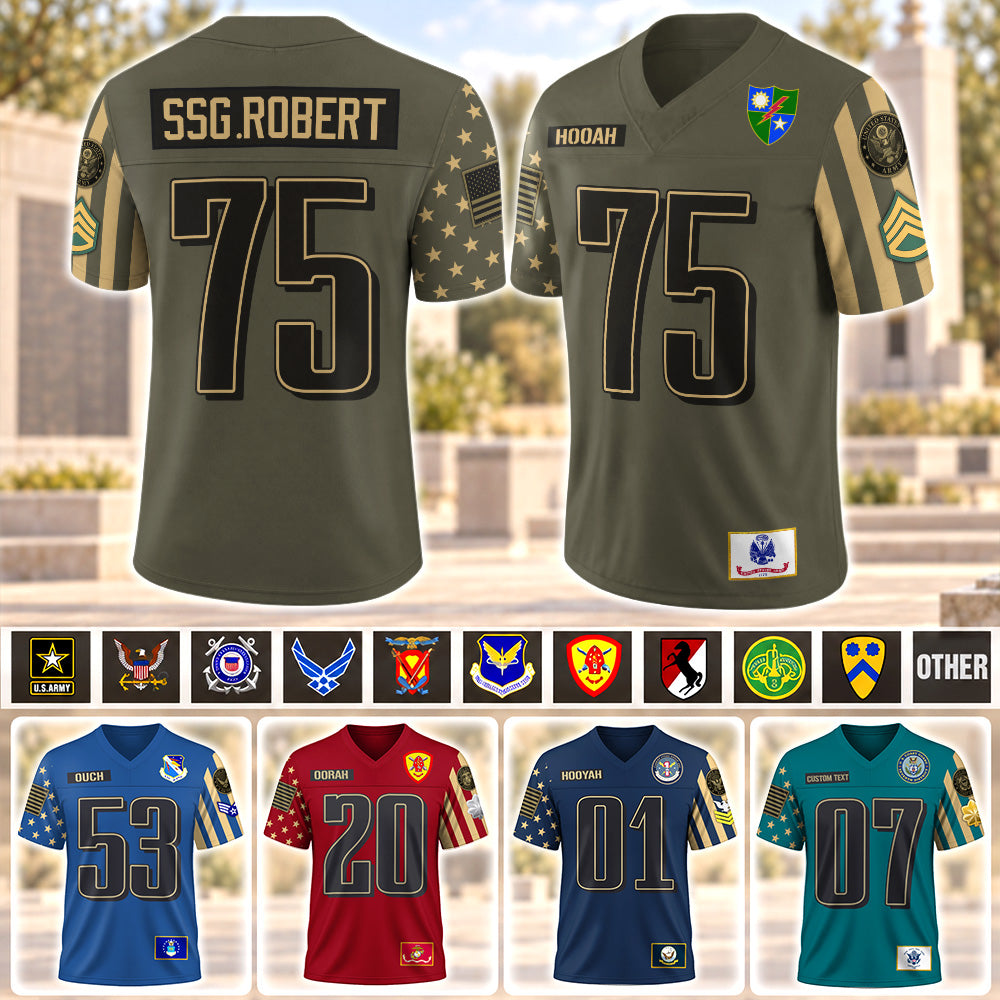 Personalized Jersey Football Military Armed Forces Shirt Gift For Veteran Soldier K1702 MT2