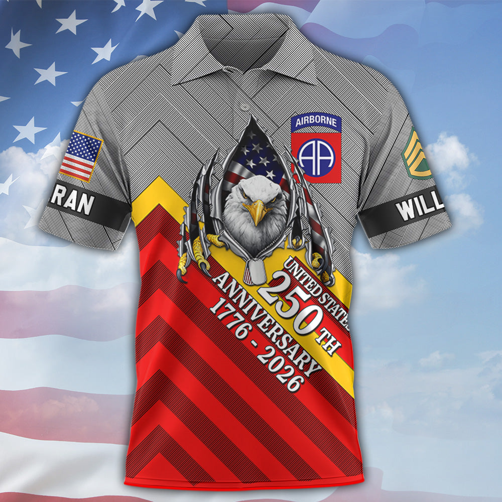 Personalized All Over Print Shirt United States 250th Anniversary 1776-2026 Custom All Military Branches Gift For Veterans K1702 MT2