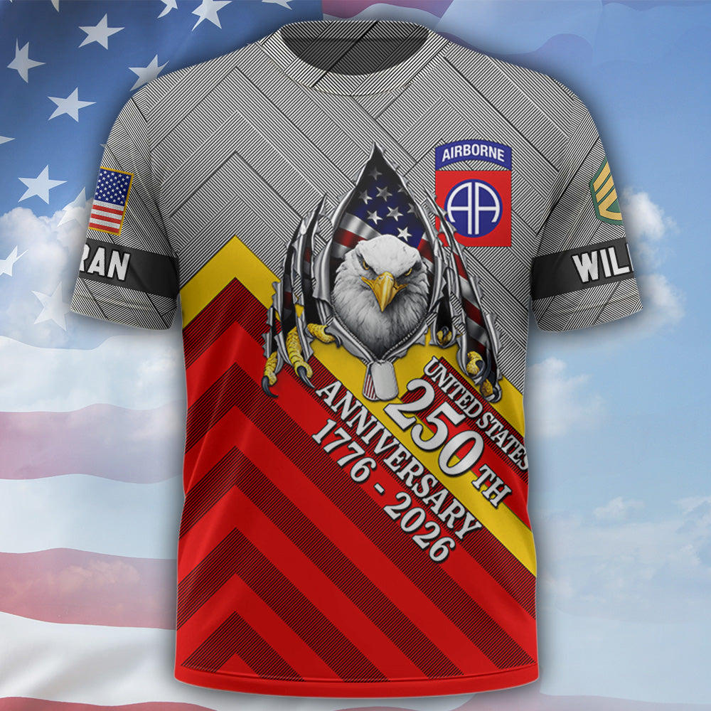 Personalized All Over Print Shirt United States 250th Anniversary 1776-2026 Custom All Military Branches Gift For Veterans K1702 MT2