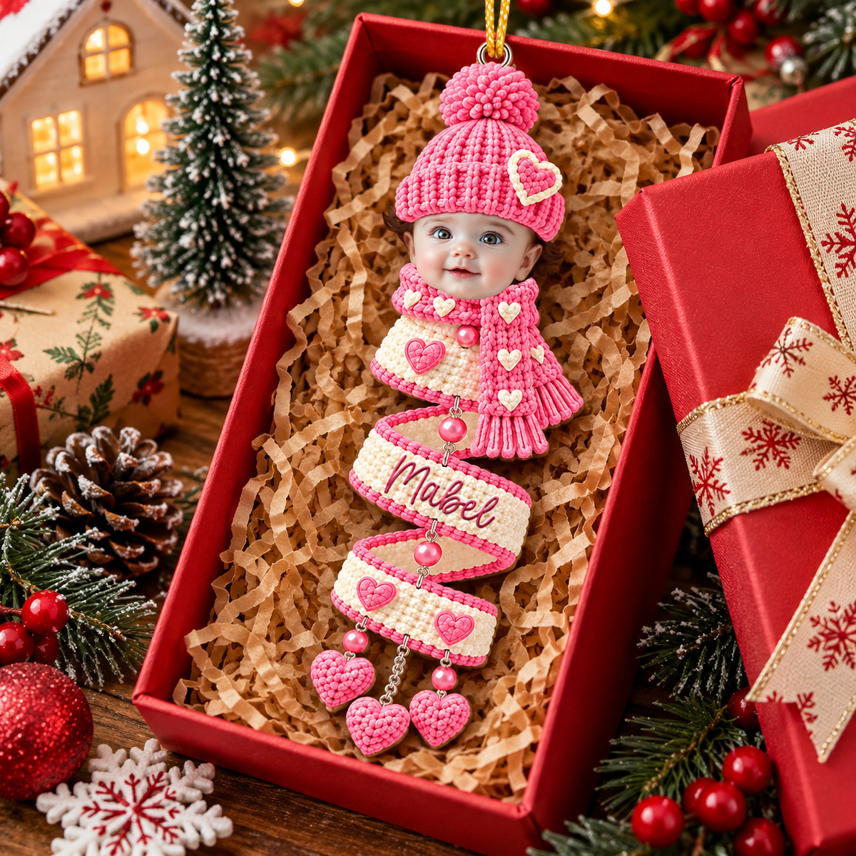 Personalized Baby Face Photo Spiral Acrylic Ornament, Christmas Spiral Ornament, Tree Hanging Christmas Gift T1807 VH01