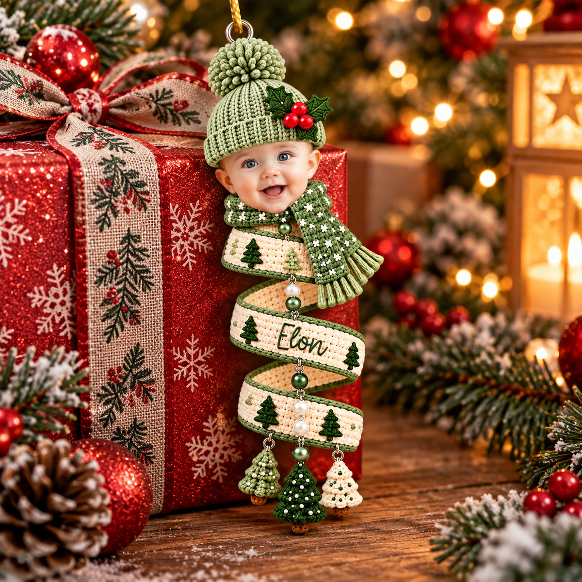 Personalized Baby Face Photo Spiral Acrylic Ornament, Christmas Spiral Ornament, Tree Hanging Christmas Gift T1807 VH01